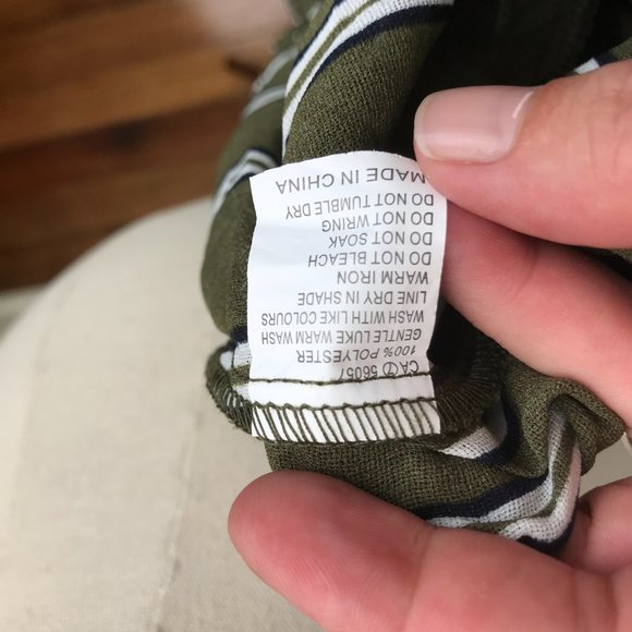 House of Sienna BNWT | Size 8 | Olive Green Long Sleeve Cropped Wrap Striped Top - Picture 9 of 9